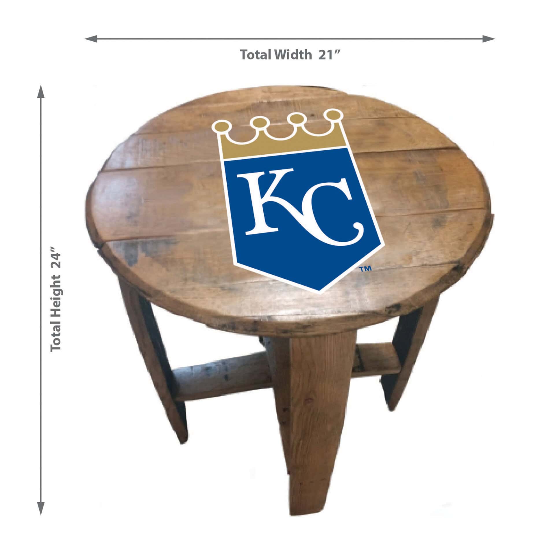 Kansas City Royals Oak Whiskey Barrel End Table 3 Kansas City Royals Oak Whiskey Barrel End Table - Image 3