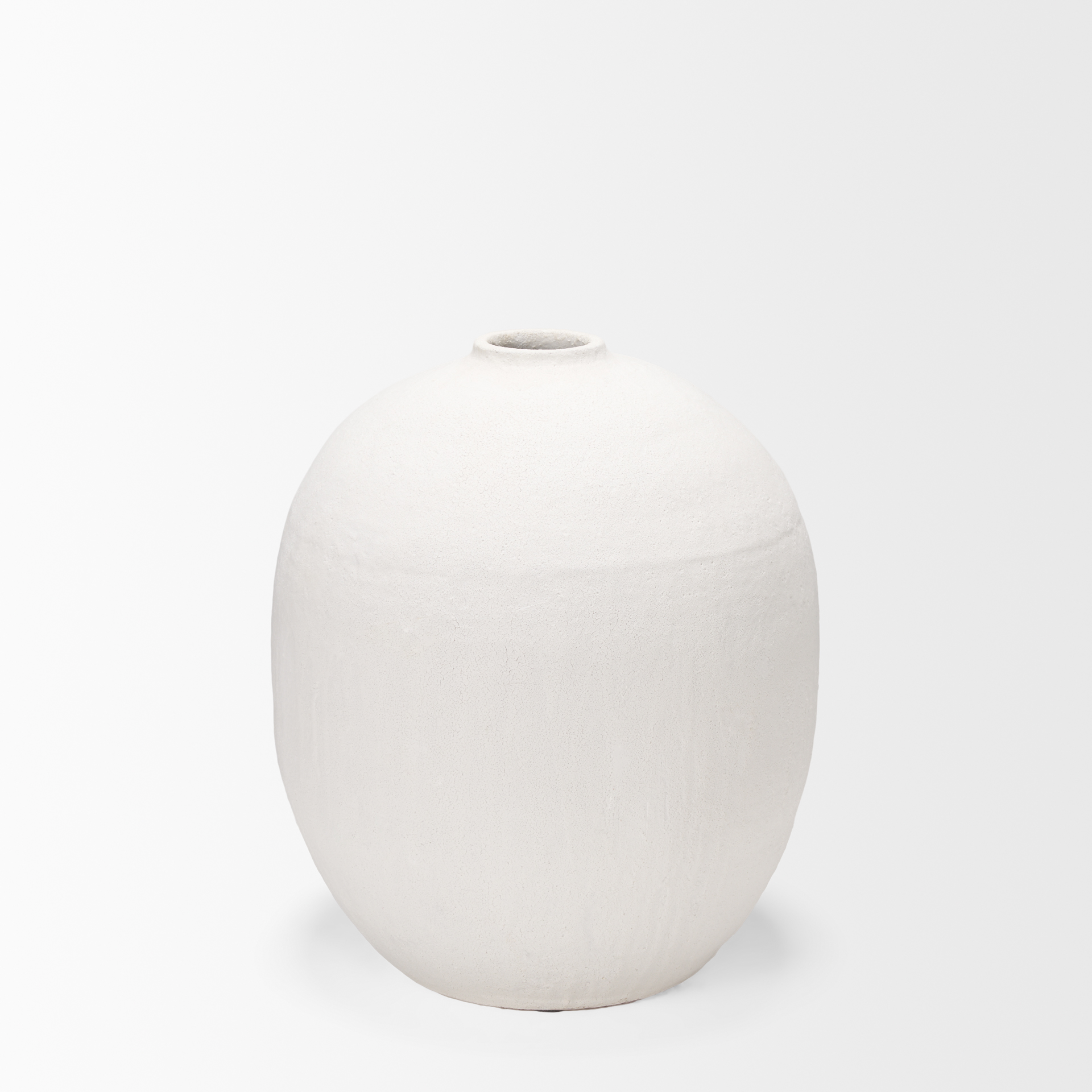 Karakum I Short White Textured Ceramic Vase 4 Karakum I Short White Textured Ceramic Vase - Image 4