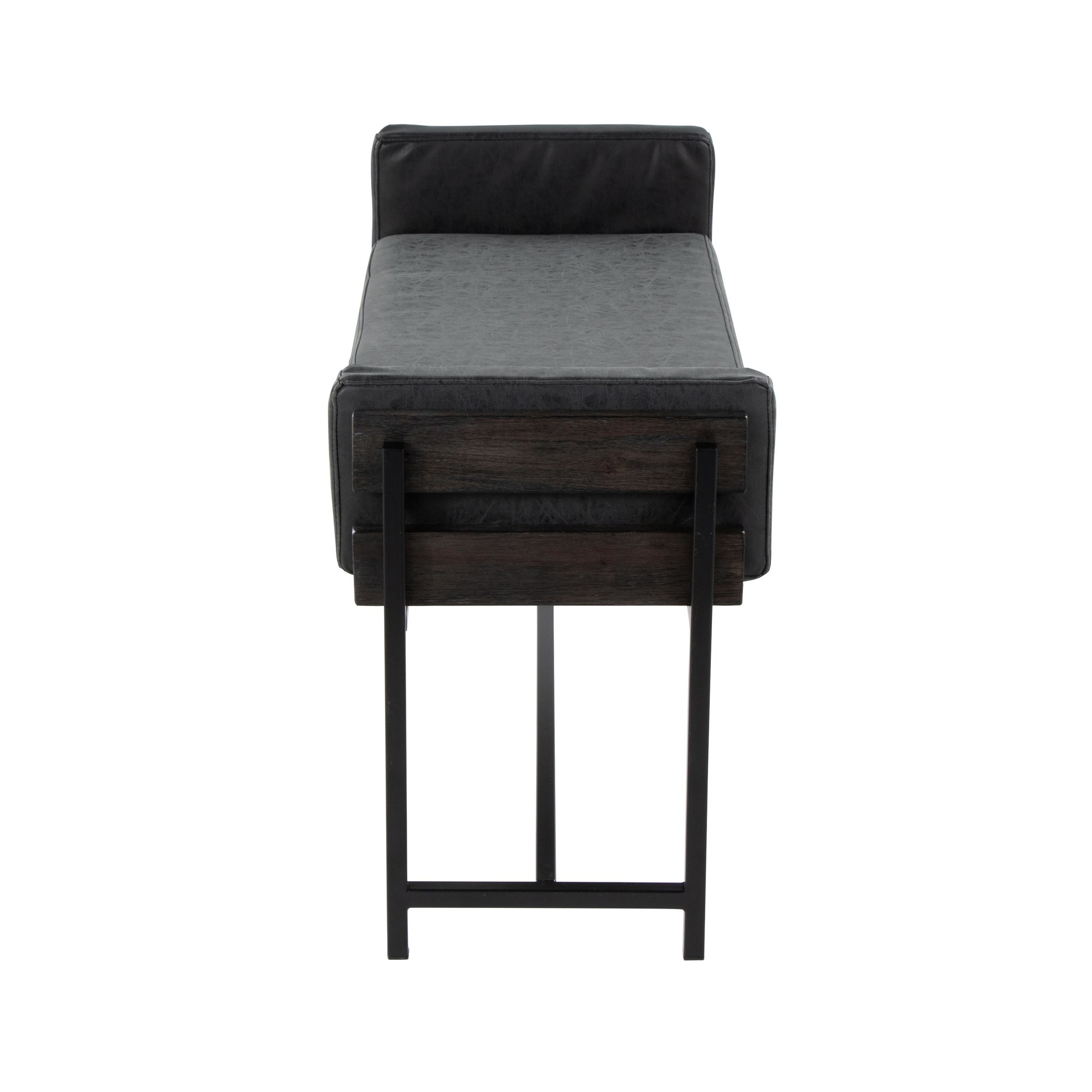 Kari 18 Farmhouse Black Faux Leather Bench LumiSource 2 Kari 18 Farmhouse Black Faux Leather Bench LumiSource - Image 2