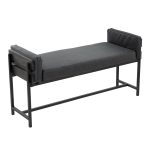 Kari 18 Farmhouse Black Faux Leather Bench LumiSource 8 Kari 18 Farmhouse Black Faux Leather Bench LumiSource