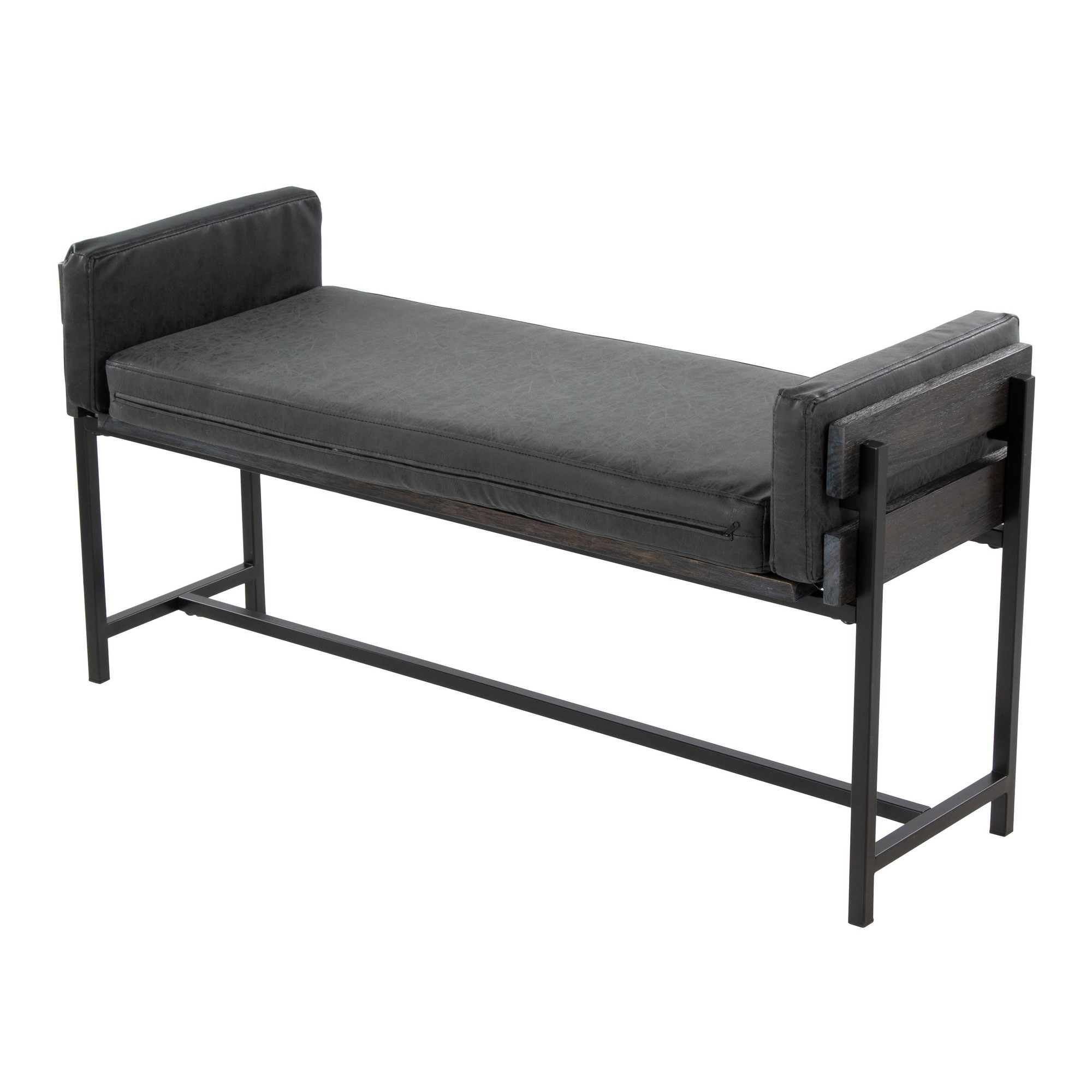 Kari 18 Farmhouse Black Faux Leather Bench LumiSource 3 Kari 18 Farmhouse Black Faux Leather Bench LumiSource - Image 3