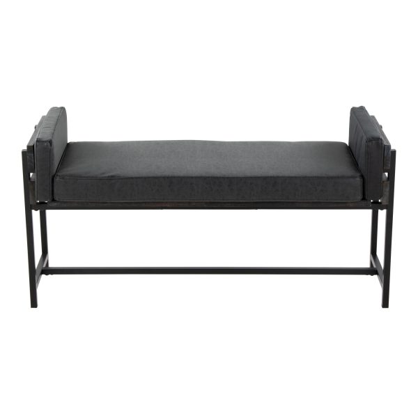 Kari 18 Farmhouse Black Faux Leather Bench LumiSource 3