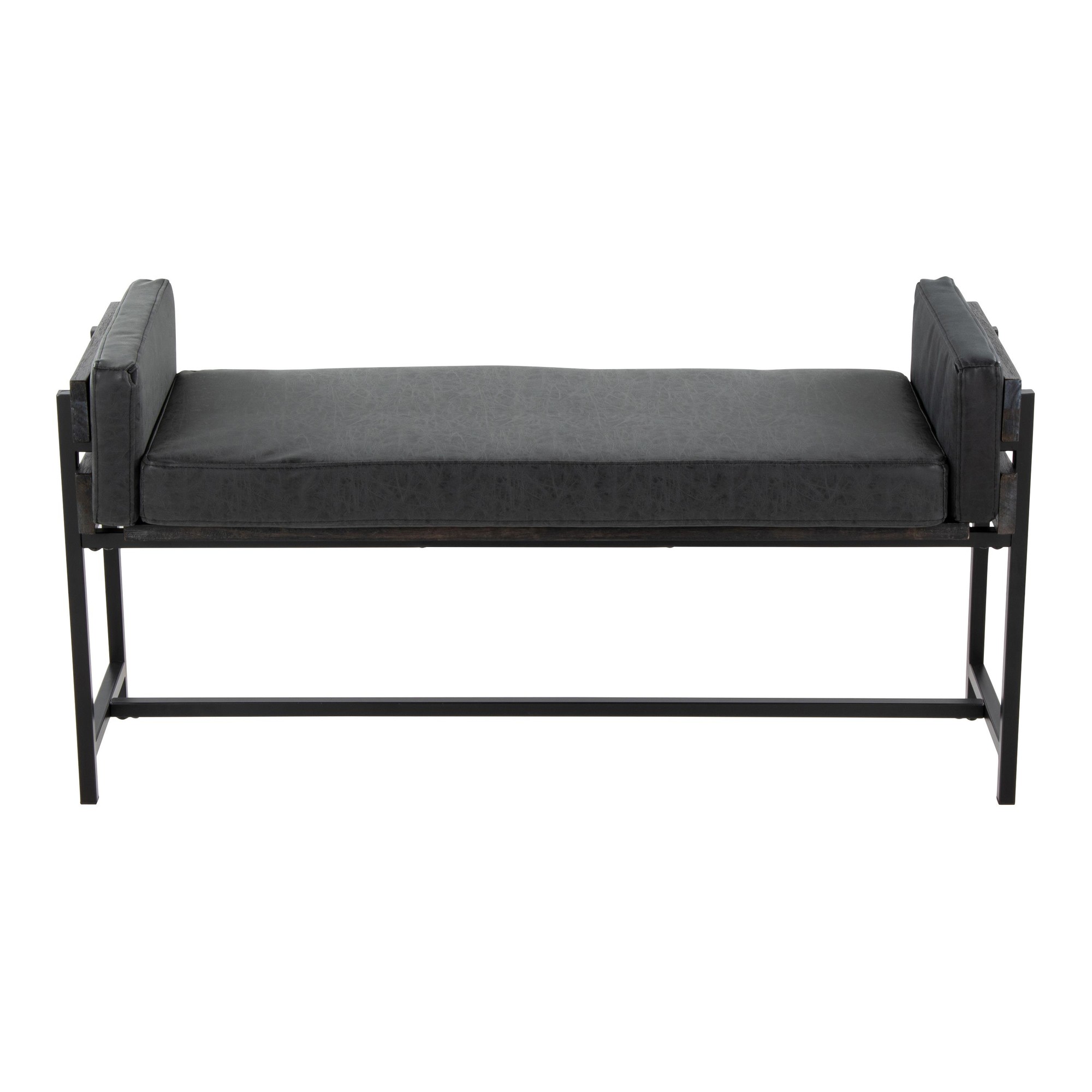 Kari 18 Farmhouse Black Faux Leather Bench LumiSource 4 Kari 18 Farmhouse Black Faux Leather Bench LumiSource - Image 4