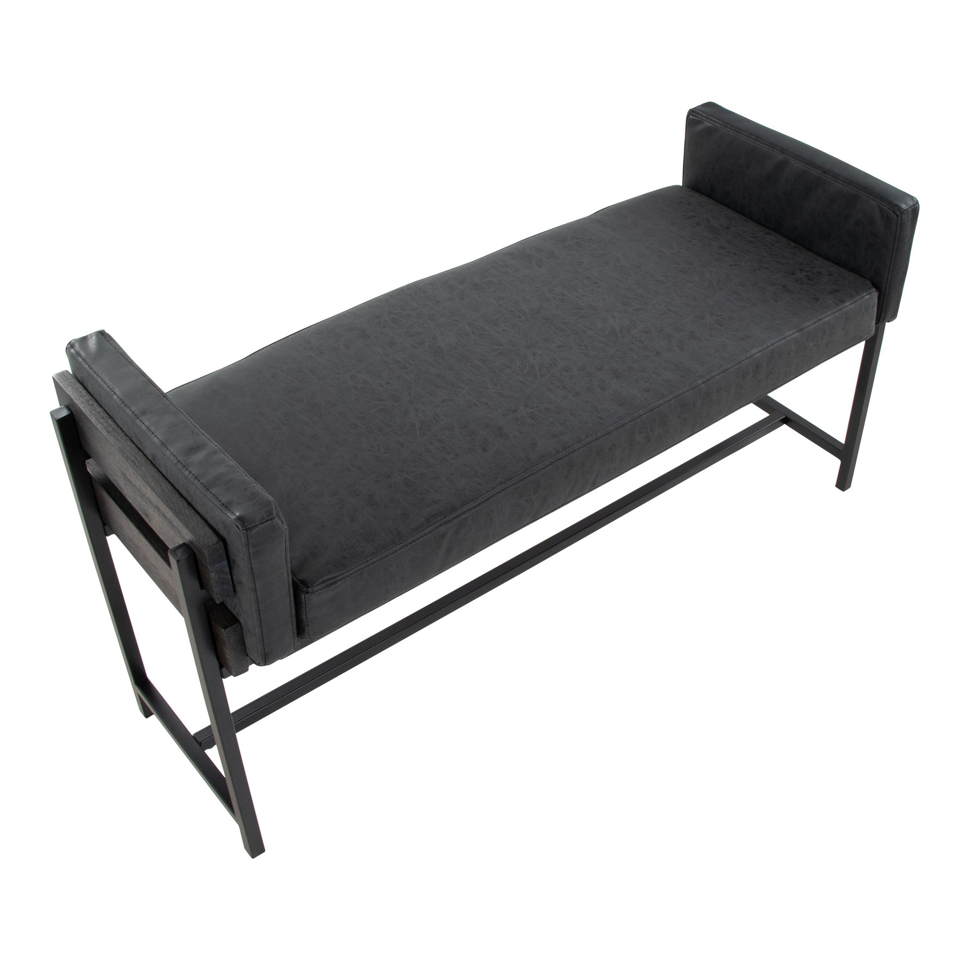 Kari 18 Farmhouse Black Faux Leather Bench LumiSource 5 Kari 18 Farmhouse Black Faux Leather Bench LumiSource - Image 5