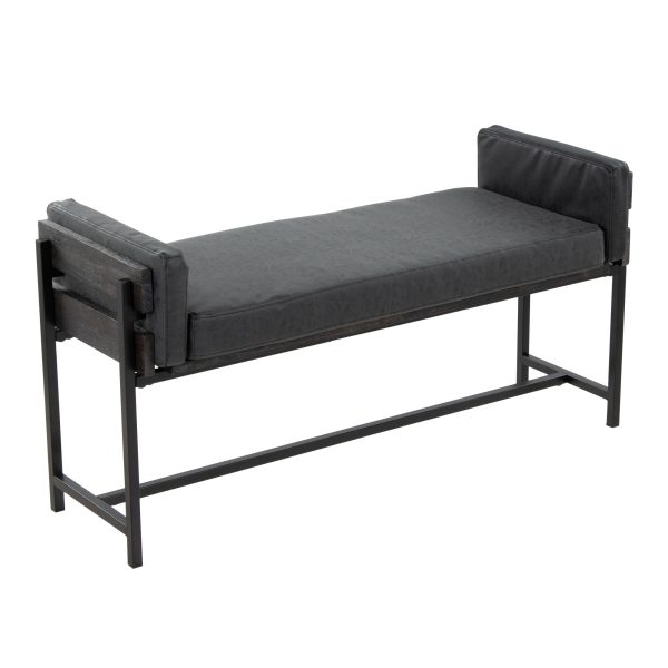 Kari 18 Farmhouse Black Faux Leather Bench LumiSource