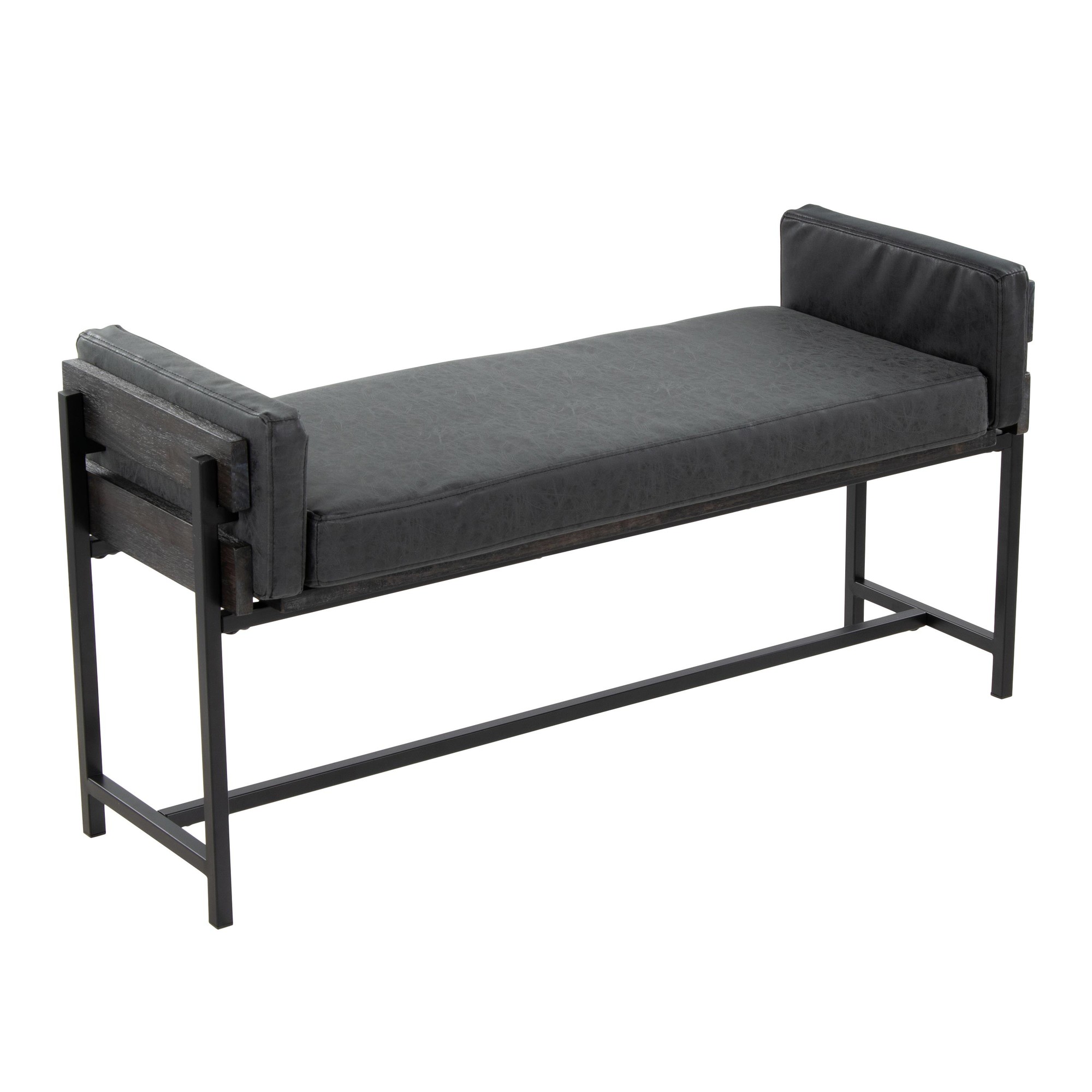 Kari 18 Farmhouse Black Faux Leather Bench LumiSource 1 Kari 18 Farmhouse Black Faux Leather Bench LumiSource