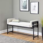 Kari 18 Inch Farmhouse Bench with Grey Wood and Fabric 10 Kari 18 Inch Farmhouse Bench with Grey Wood and Fabric