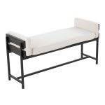 Kari 18 Inch Farmhouse Bench with Grey Wood and Fabric 12 Kari 18 Inch Farmhouse Bench with Grey Wood and Fabric