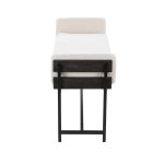 Kari 18 Inch Farmhouse Bench with Grey Wood and Fabric 13 Kari 18 Inch Farmhouse Bench with Grey Wood and Fabric