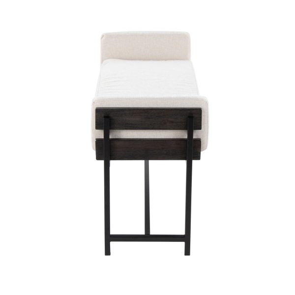 Kari 18 Inch Farmhouse Bench with Grey Wood and Fabric 3