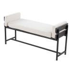 Kari 18 Inch Farmhouse Bench with Grey Wood and Fabric 14 Kari 18 Inch Farmhouse Bench with Grey Wood and Fabric