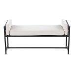 Kari 18 Inch Farmhouse Bench with Grey Wood and Fabric 15 Kari 18 Inch Farmhouse Bench with Grey Wood and Fabric