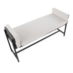 Kari 18 Inch Farmhouse Bench with Grey Wood and Fabric 16 Kari 18 Inch Farmhouse Bench with Grey Wood and Fabric