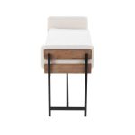 Kari 18 Inch Farmhouse Bench with Metal and Fabric 13 Kari 18 Inch Farmhouse Bench with Metal and Fabric
