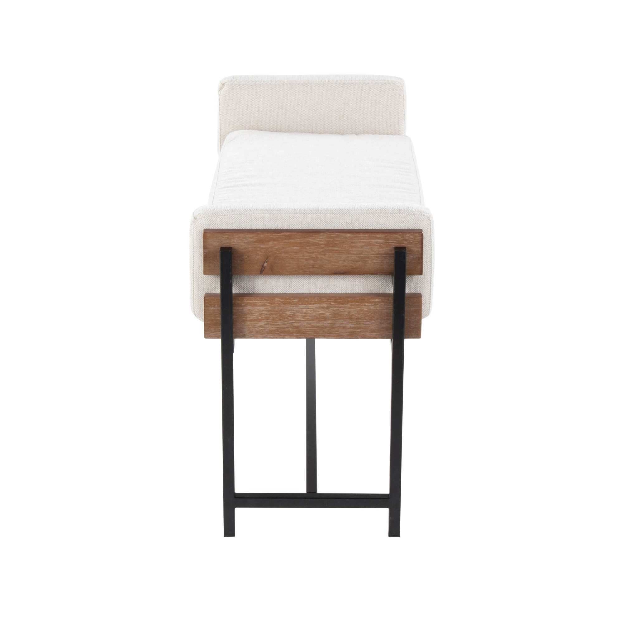 Kari 18 Inch Farmhouse Bench with Metal and Fabric 4 Kari 18 Inch Farmhouse Bench with Metal and Fabric - Image 4