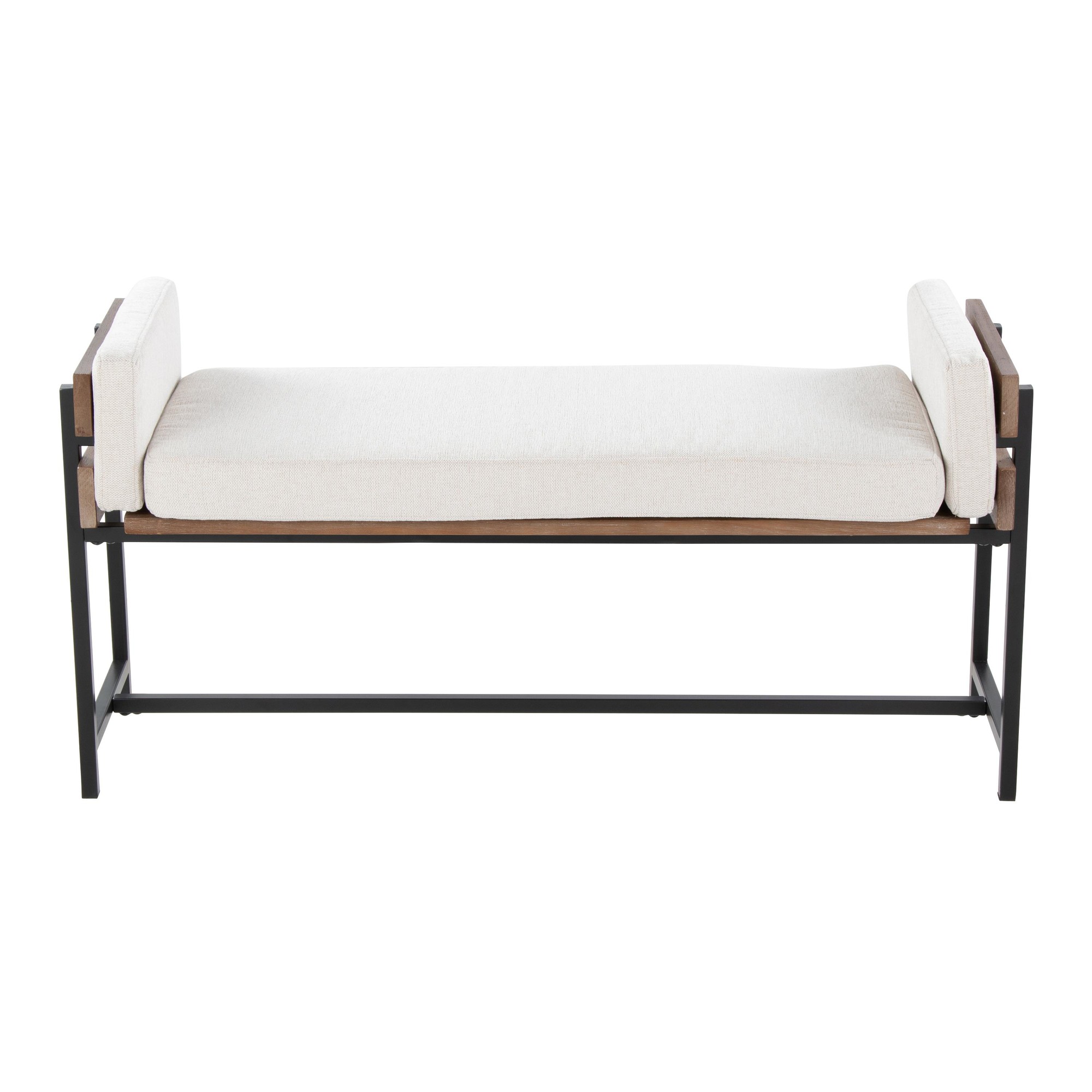 Kari 18 Inch Farmhouse Bench with Metal and Fabric 6 Kari 18 Inch Farmhouse Bench with Metal and Fabric - Image 6