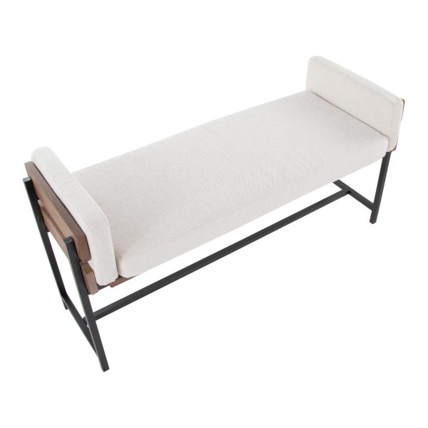 Kari 18 Inch Farmhouse Bench with Metal and Fabric 6