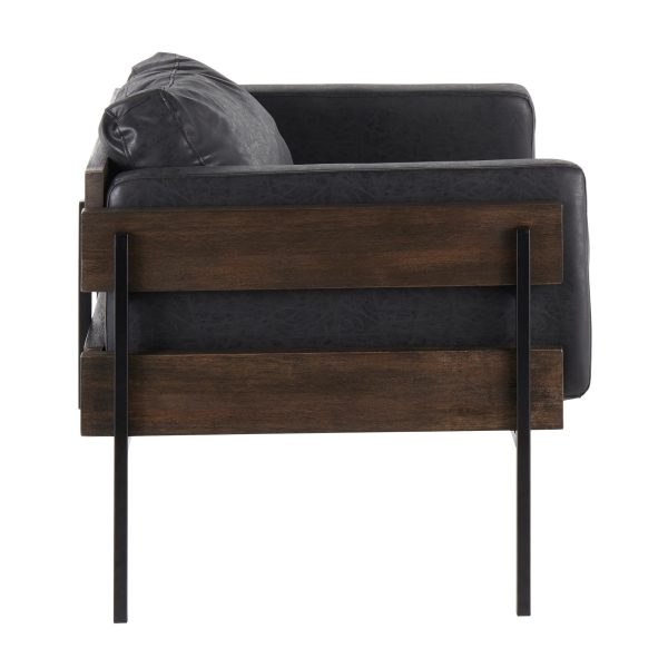 Kari Black Faux Leather Farmhouse Accent Chair LumiSource 1