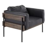 Kari Black Faux Leather Farmhouse Accent Chair LumiSource