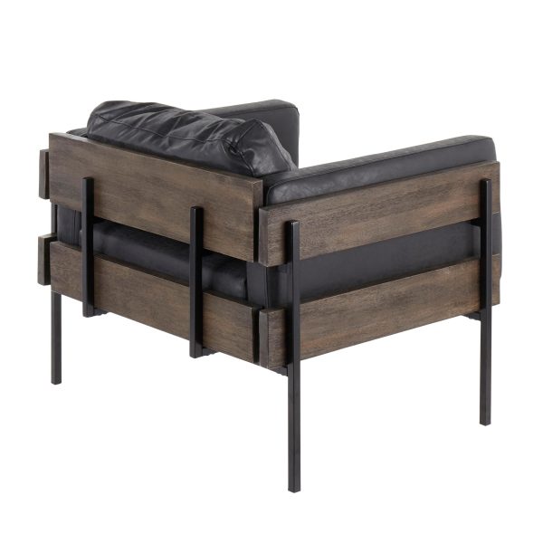 Kari Black Faux Leather Farmhouse Accent Chair LumiSource 2