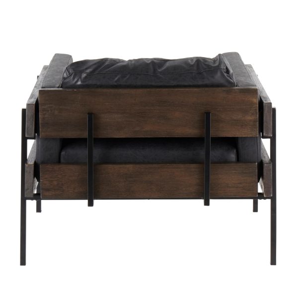 Kari Black Faux Leather Farmhouse Accent Chair LumiSource 3