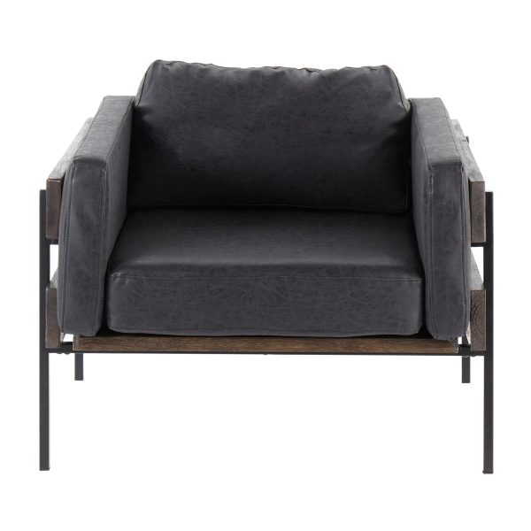 Kari Black Faux Leather Farmhouse Accent Chair LumiSource 4