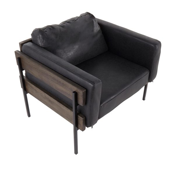 Kari Black Faux Leather Farmhouse Accent Chair LumiSource 5