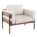 Kari Cream Fabric Farmhouse Accent Chair by LumiSource