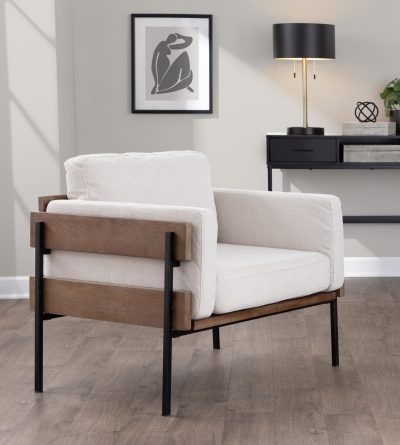 Kari Cream Fabric Farmhouse Accent Chair by LumiSource