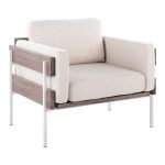 Kari Farmhouse Accent Chair Cream Fabric White Metal Frame
