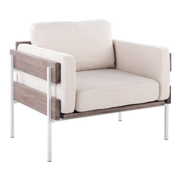 Kari Farmhouse Accent Chair Cream Fabric White Metal Frame 1