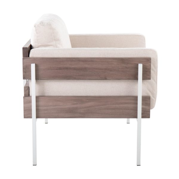 Kari Farmhouse Accent Chair Cream Fabric White Metal Frame 2
