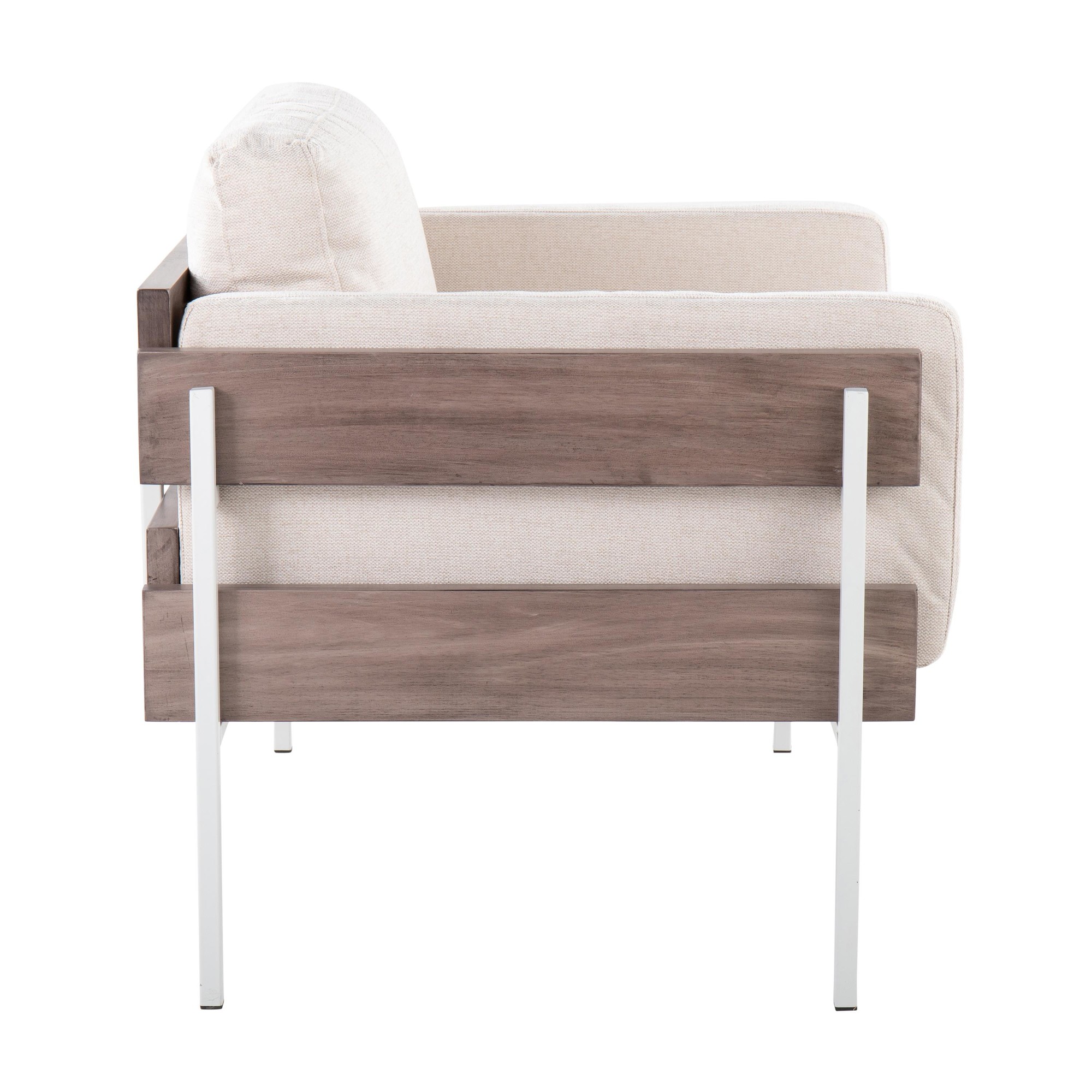 Kari Farmhouse Accent Chair Cream Fabric White Metal Frame 3 Kari Farmhouse Accent Chair Cream Fabric White Metal Frame - Image 3