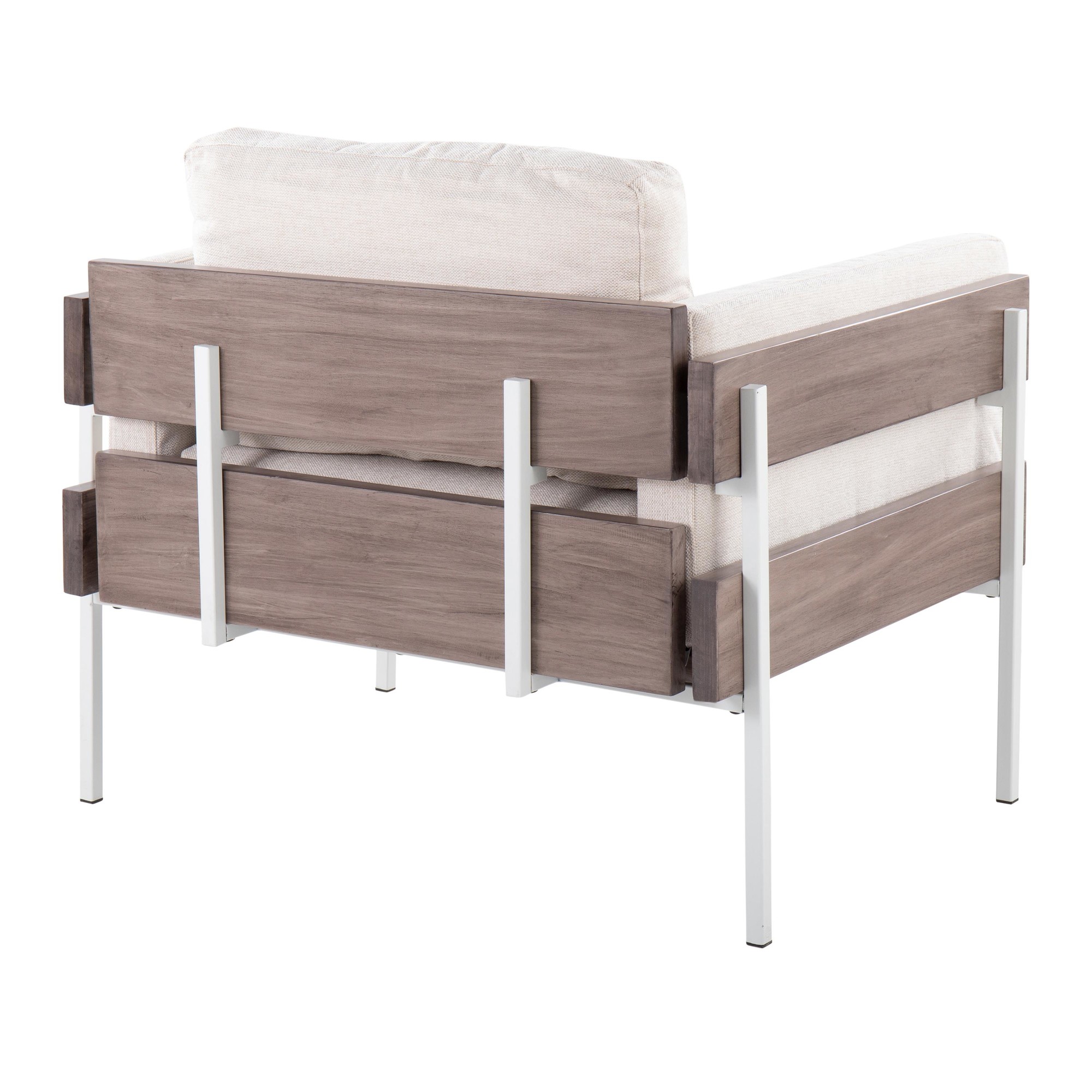 Kari Farmhouse Accent Chair Cream Fabric White Metal Frame 4 Kari Farmhouse Accent Chair Cream Fabric White Metal Frame - Image 4