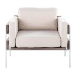 Kari Farmhouse Accent Chair Cream Fabric White Metal Frame
