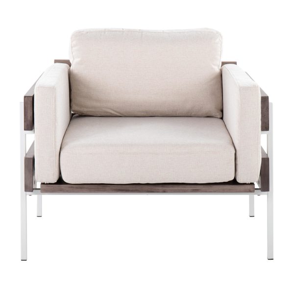 Kari Farmhouse Accent Chair Cream Fabric White Metal Frame 5