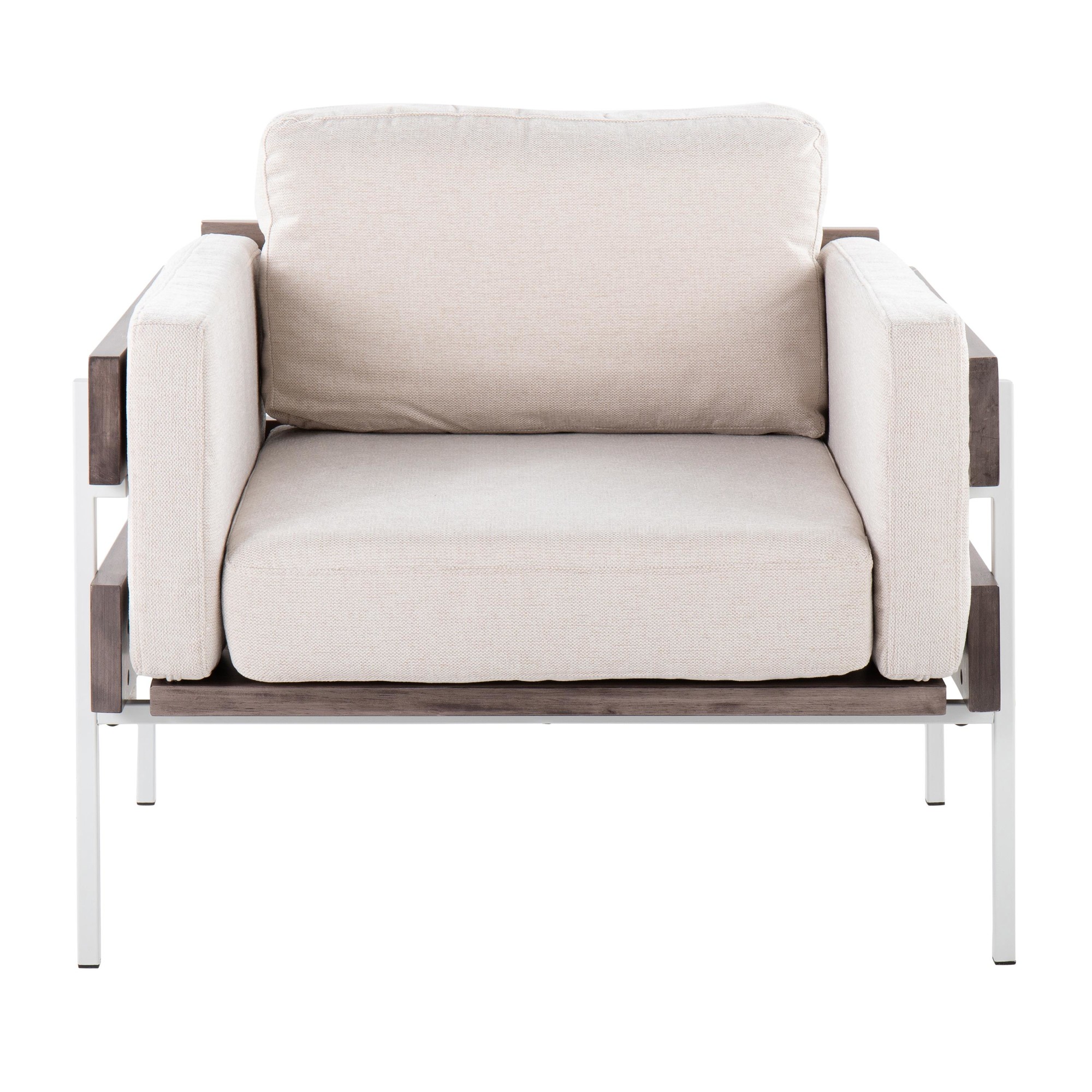 Kari Farmhouse Accent Chair Cream Fabric White Metal Frame 6 Kari Farmhouse Accent Chair Cream Fabric White Metal Frame - Image 6