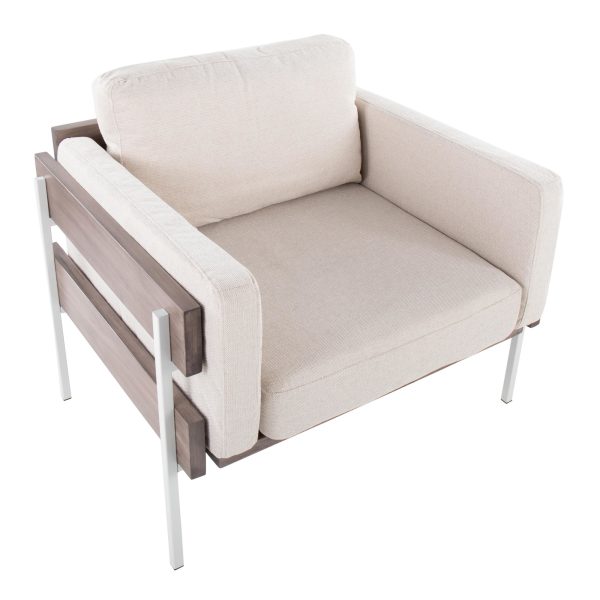 Kari Farmhouse Accent Chair Cream Fabric White Metal Frame 6