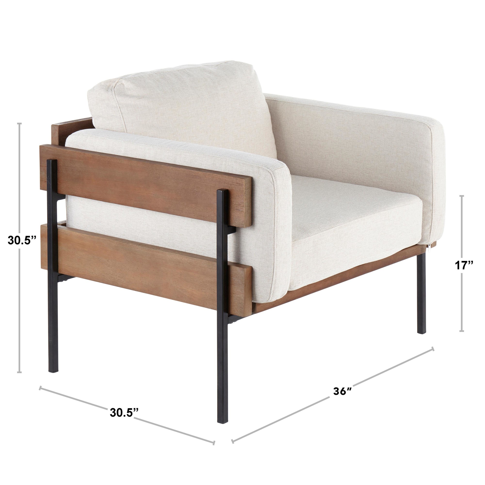 Kari Farmhouse Accent Chair White Metal Grey Wood Faux Leather 11 Kari Farmhouse Accent Chair White Metal Grey Wood Faux Leather - Image 11