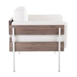 Kari Farmhouse Accent Chair White Metal Grey Wood Faux Leather