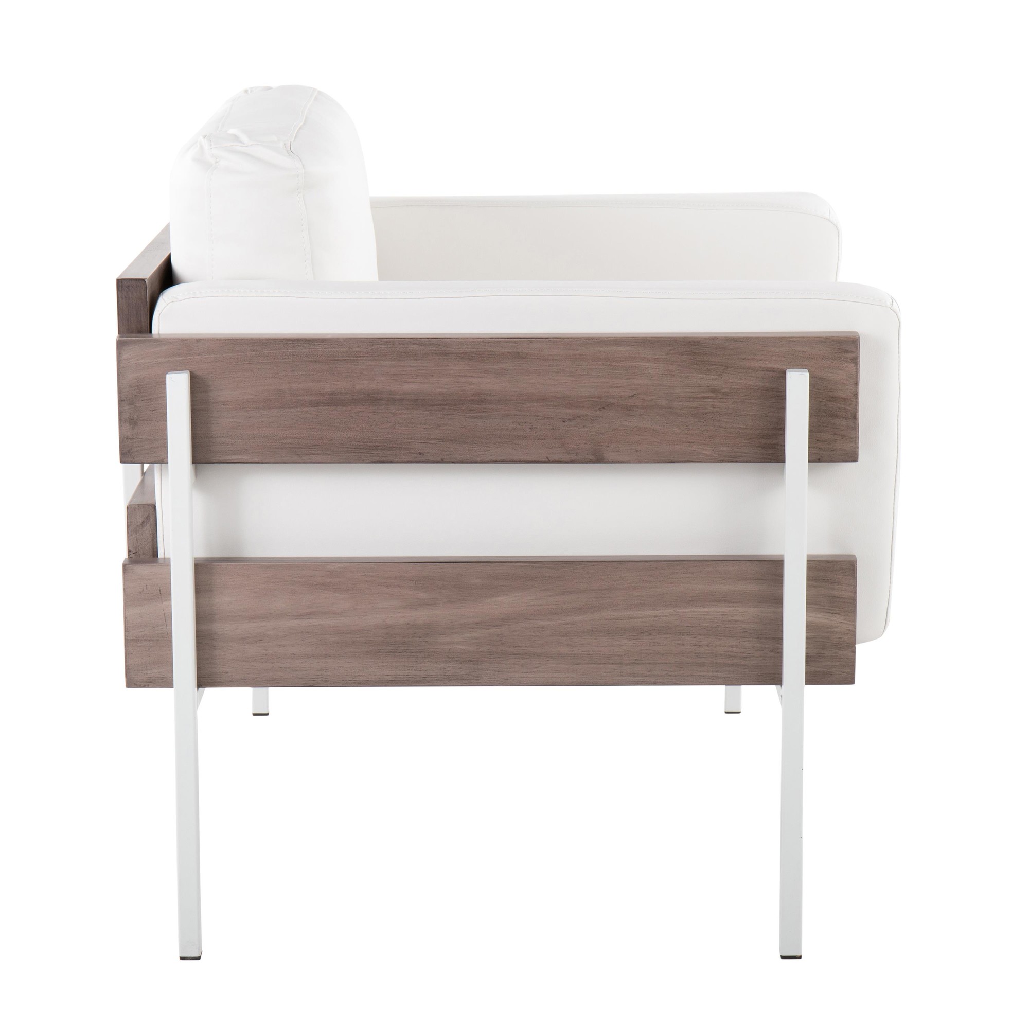 Kari Farmhouse Accent Chair White Metal Grey Wood Faux Leather 3 Kari Farmhouse Accent Chair White Metal Grey Wood Faux Leather - Image 3