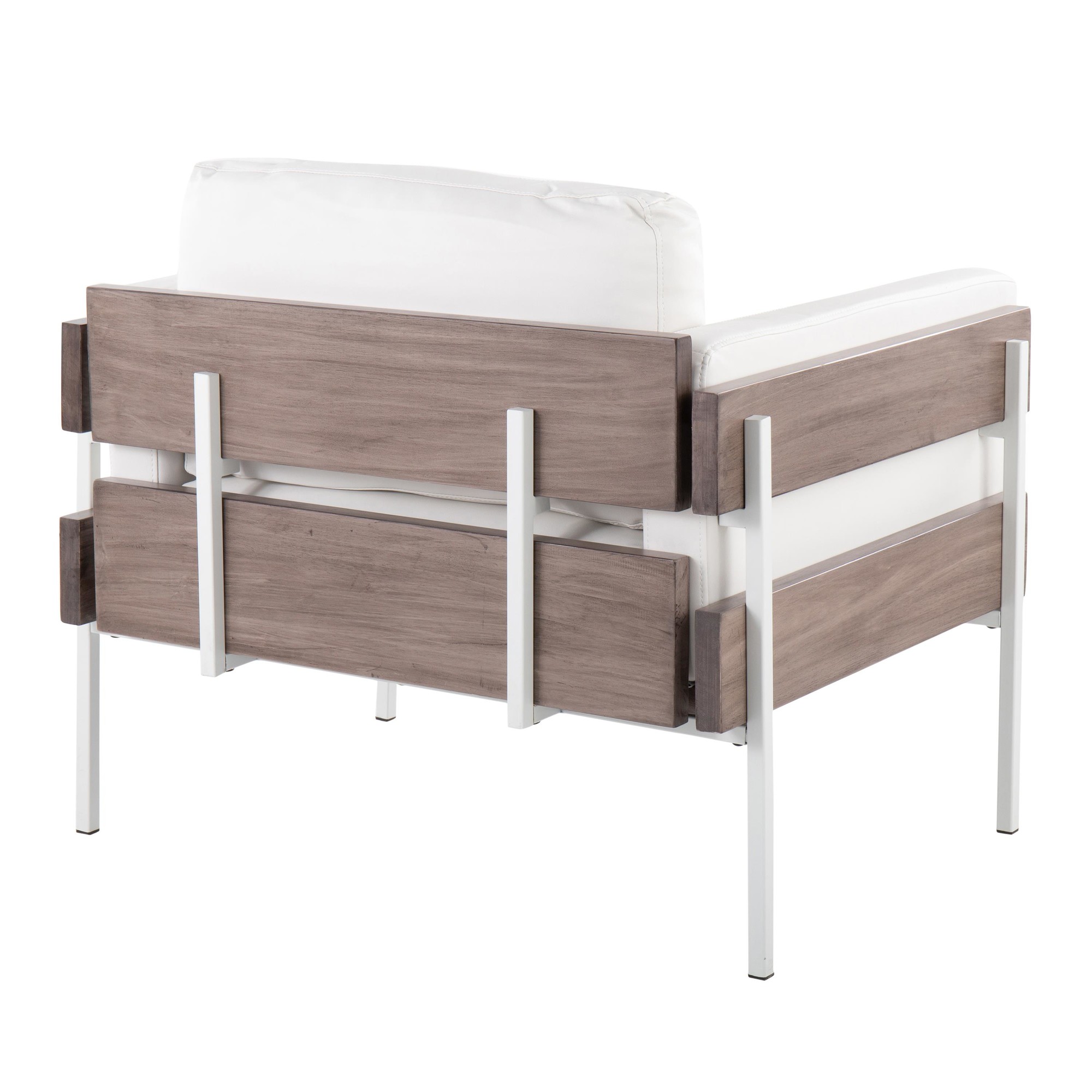 Kari Farmhouse Accent Chair White Metal Grey Wood Faux Leather 4 Kari Farmhouse Accent Chair White Metal Grey Wood Faux Leather - Image 4