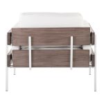 Kari Farmhouse Accent Chair White Metal Grey Wood Faux Leather