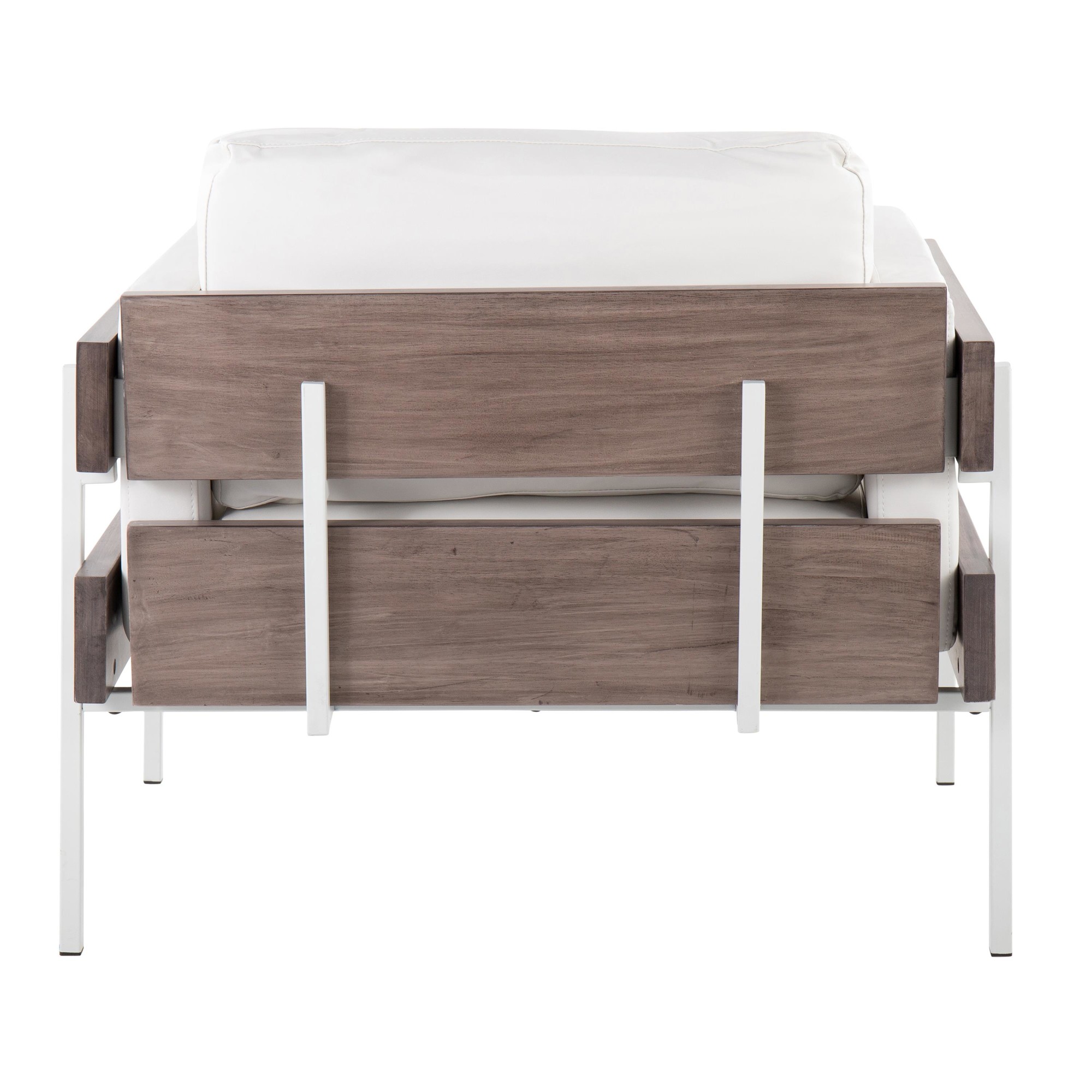 Kari Farmhouse Accent Chair White Metal Grey Wood Faux Leather 5 Kari Farmhouse Accent Chair White Metal Grey Wood Faux Leather - Image 5