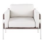 Kari Farmhouse Accent Chair White Metal Grey Wood Faux Leather
