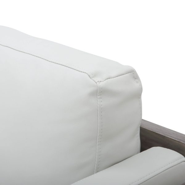 Kari Farmhouse Accent Chair White Metal Grey Wood Faux Leather 7