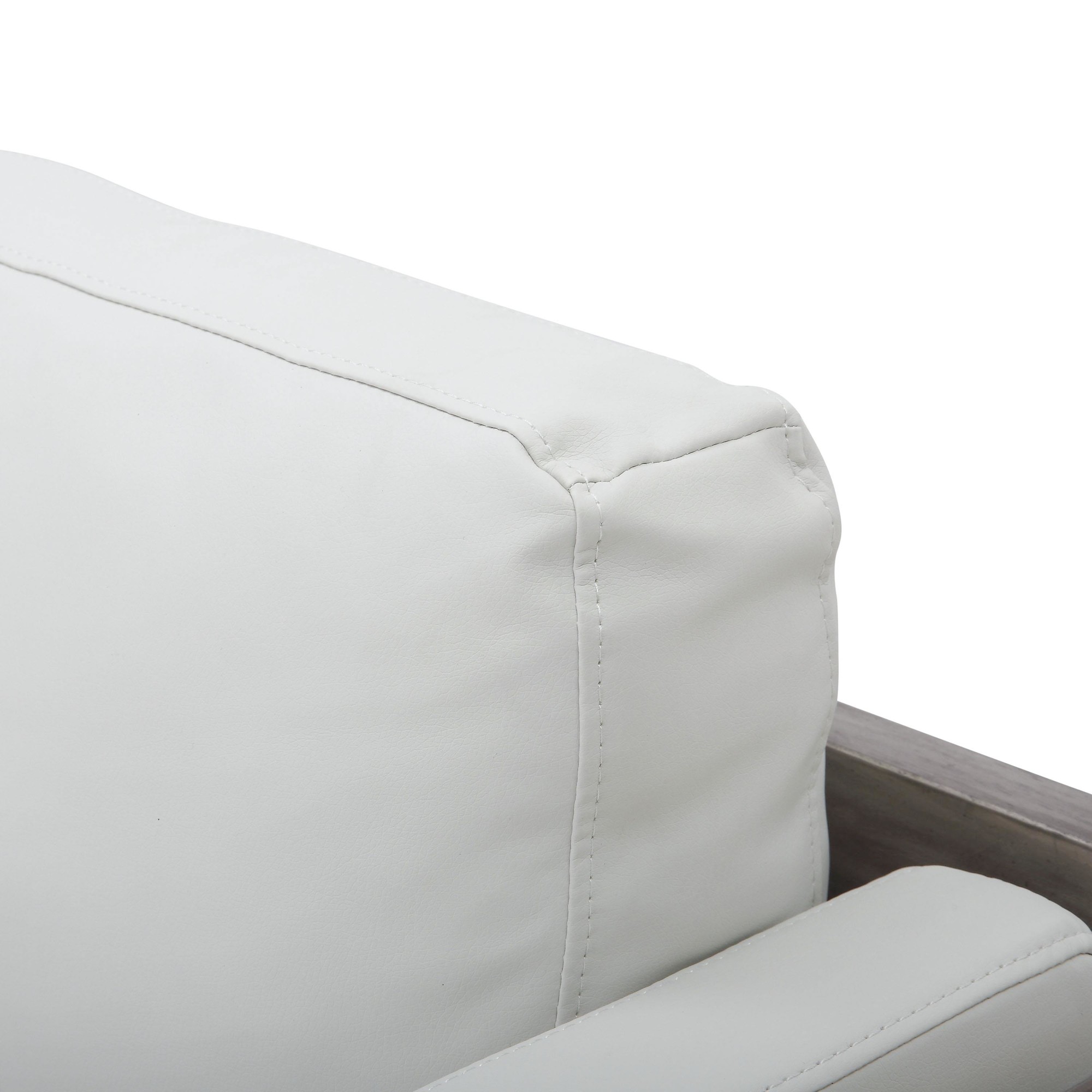 Kari Farmhouse Accent Chair White Metal Grey Wood Faux Leather 8 Kari Farmhouse Accent Chair White Metal Grey Wood Faux Leather - Image 8