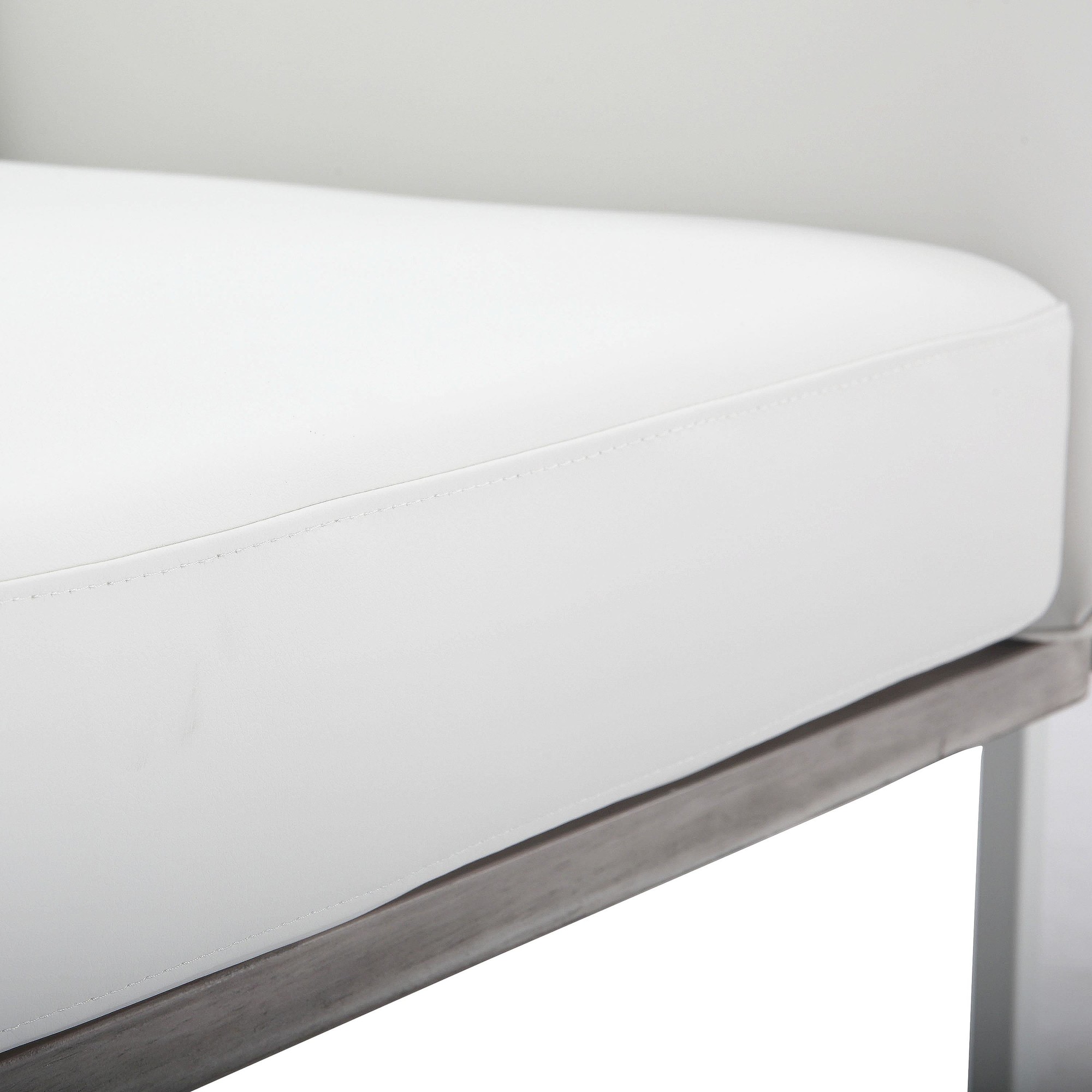 Kari Farmhouse Accent Chair White Metal Grey Wood Faux Leather 9 Kari Farmhouse Accent Chair White Metal Grey Wood Faux Leather - Image 9