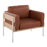 Kari Farmhouse Accent Chair White Metal Wood Camel Faux Leather 10 Kari Farmhouse Accent Chair White Metal Wood Camel Faux Leather