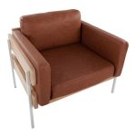 Kari Farmhouse Accent Chair White Metal Wood Camel Faux Leather 15 Kari Farmhouse Accent Chair White Metal Wood Camel Faux Leather